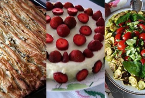 Pileli Börek Çilekli Pasta Kabak Kızartmalı Domates Salatası Tarifi